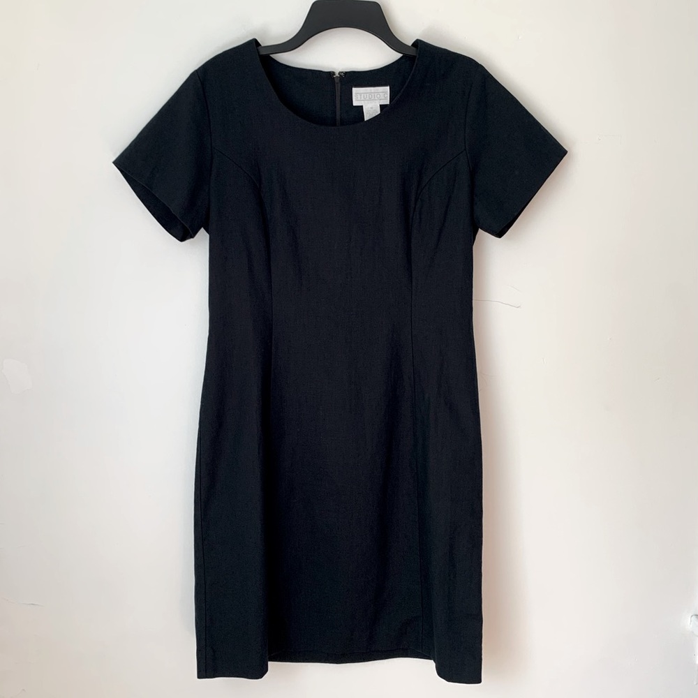 Studio C Black Linen Blend Sheath Dress
